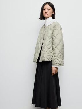 Mango Oversized Quilted Anorak Sage